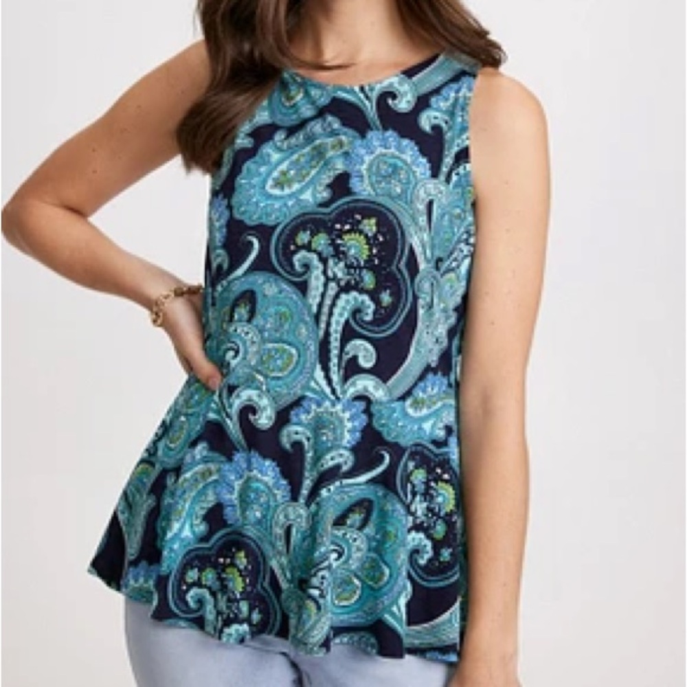 Cleo Turquoise Paisley Sleeveless Top